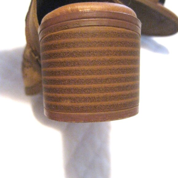 Justice Tan Faux Suede Open Toe Block Heel Sandals Size 5 - Picture 6 of 8